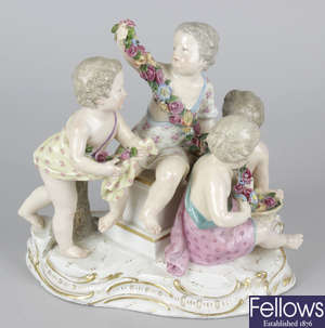 A late 19th century Meissen figure group.