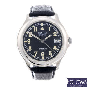 SEWELLS - a gentleman's stainless steel wrist watch.