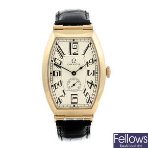 OMEGA - a gentleman's 18ct rose gold Museum Collection Petrograd 1915 wrist watch.