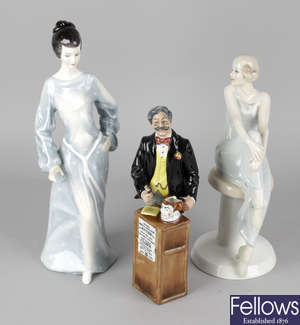 Five Royal Doulton figurines, together with a Lladro figure.