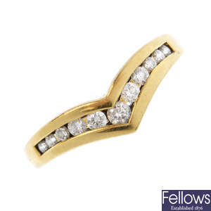 An 18ct gold diamond chevron ring.