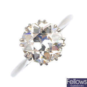 A diamond single-stone ring of 3.85cts, with AnchorCert report.