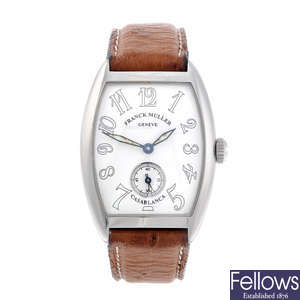 FRANCK MULLER - a lady's stainless steel Casablanca wrist watch.