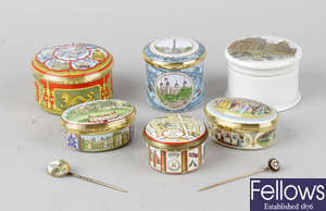 A group of Halcyon Days and other enamel boxes.