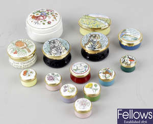 A group of assorted Halcyon Days and other enamel boxes