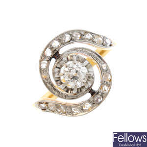 A mid 20th century diamond dress ring.