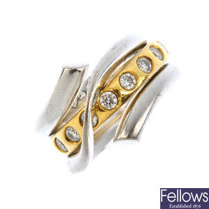 GEORG JENSEN - two 18ct gold diamond 'Magic' rings.