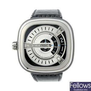 SEVENFRIDAY - a gentleman's stainless steel M1/01 wrist watch.