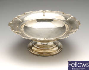 A 1930's plain silver footed dish. 