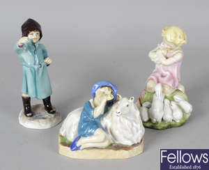 Six Royal Worcester porcelain figures