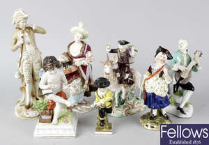 A group of seven porcelain figures