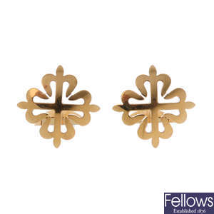PATEK PHILIPPE - a pair of 18ct gold 'Calatrava Cross' cufflinks.