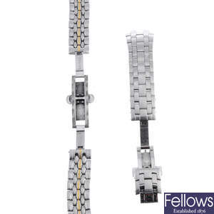 A quantity of assorted part watch bracelets and bracelet links by Maurice Lacroix.