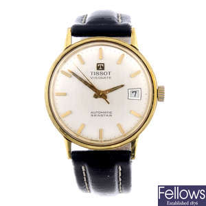 TISSOT - a gentleman's gold plated Seastar Visodate wrist watch.