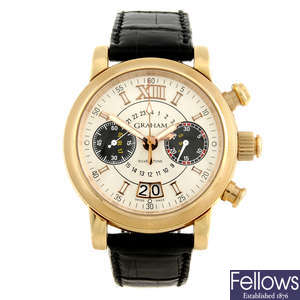 GRAHAM - a gentleman's 18ct rose gold Silverstone GMT chronograph wrist watch.