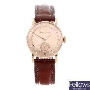 JAEGER-LECOULTRE - a rose metal wrist watch.
