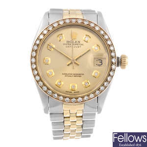 ROLEX - a mid-size stainless steel Oyster Perpetual Datejust bracelet watch.
