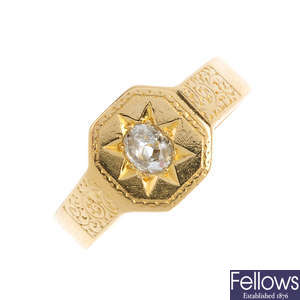 An early 20th century 18ct gold diamond signet ring.