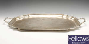 A 1920's silver large twin-handled tray.