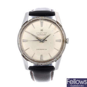 HAMILTON - a gentleman's stainless steel wrist watch.