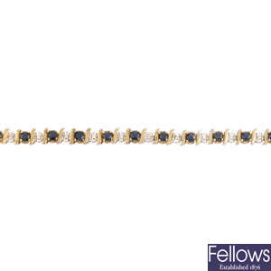 A 9ct gold sapphire and gem-set bracelet.