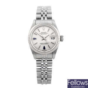 ROLEX - lady's stainless steel Oyster Perpetual Datejust bracelet watch.