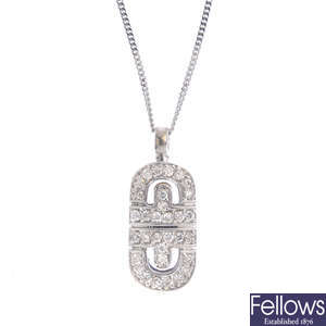 A cubic zirconia pendant, with 9ct gold chain.
