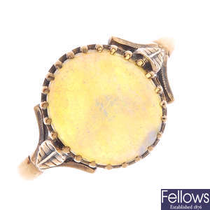A 9ct gold opal single-stone ring.