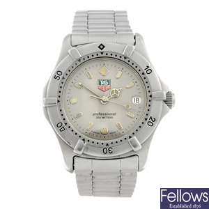 TAG HEUER - a mid-size stainless steel 2000 series bracelet watch.