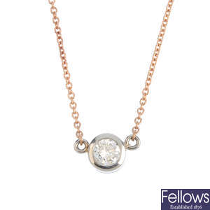A diamond single-stone pendant, with 9ct gold chain.