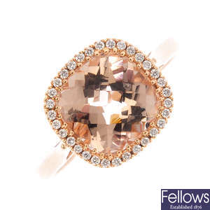 An 18ct gold morganite and diamond cluster ring.