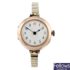 A lady's 9ct yellow gold bracelet watch with pocket watch.