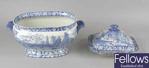A collection of early 19th century Clews blue transfer-printed pottery