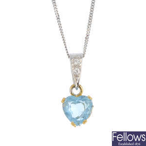 A topaz and cubic zirconia pendant, with 9ct gold chain.