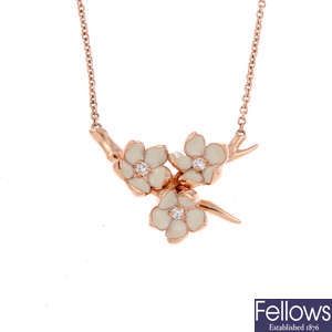 SHAUNE LEANE - an enamel and diamond cherry blossom necklace.
