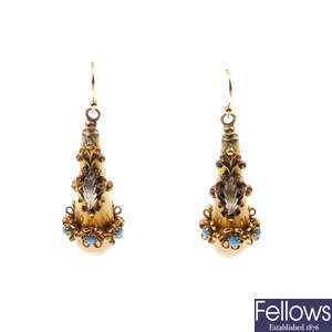 A pair of late Victorian earrings.