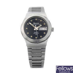 BULOVA - a gentleman's stainless steel Oceanographer 666FT bracelet watch.