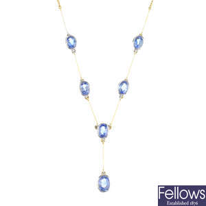 An 18ct gold sapphire necklace.