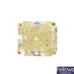 GRAFF - a rectangular-shape Fancy Yellow diamond single stud earring, weighing 2.24cts.