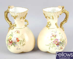 Four items of Royal Worcester blush ivory porcelain.