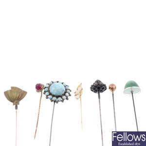 A selection of hatpins and stickpins.