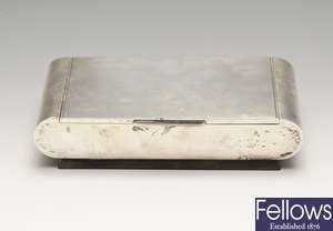 An Art Deco style silver mounted table cigarette box.
