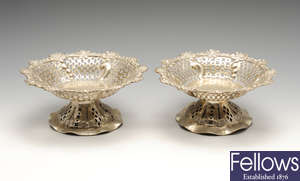 A pair of late Victorian silver footed dishes.