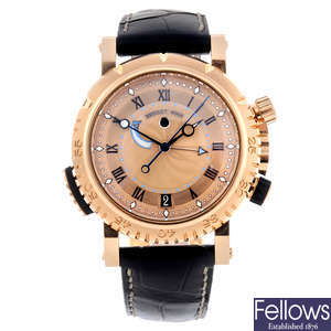 BREGUET - a gentleman's rose metal Marine Royale alarm wrist watch.