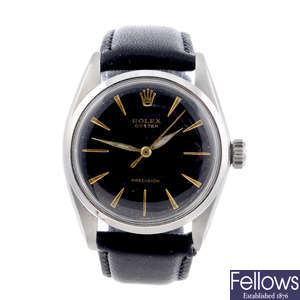 ROLEX - a gentleman's stainless steel Oyster wrist watch.