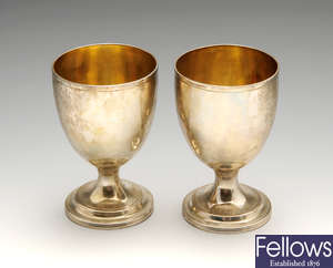 A pair of George III silver goblets.