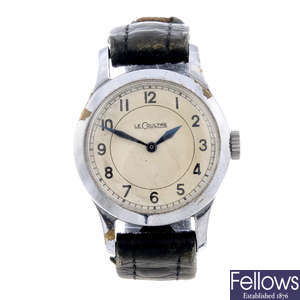 LECOULTRE - a gentleman's nickel plated wrist watch.