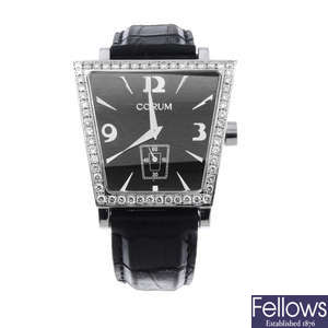 CORUM - a diamond set stainless steel Trapeze wrist watch.