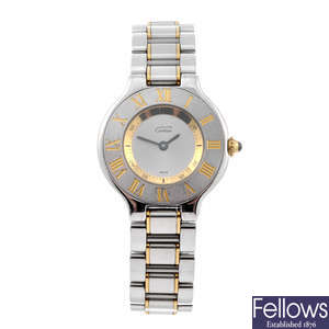 CARTIER - a stainless steel Must De Cartier 21 bracelet watch.