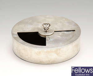 A modern Britannia silver table ashtray by Garrard.